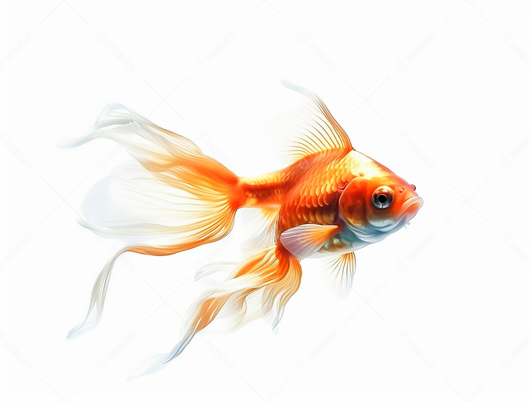 Peixe dourado em fundo branco