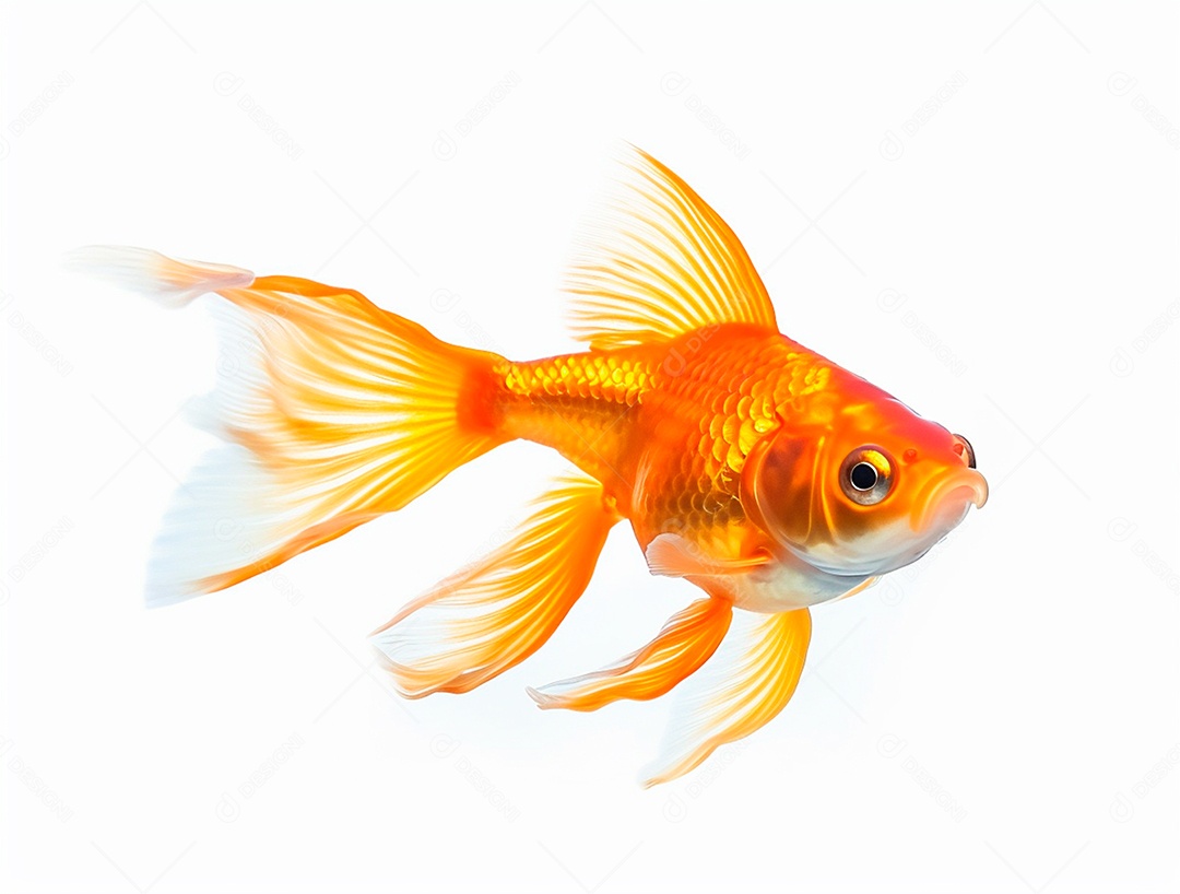 Peixe dourado em fundo branco
