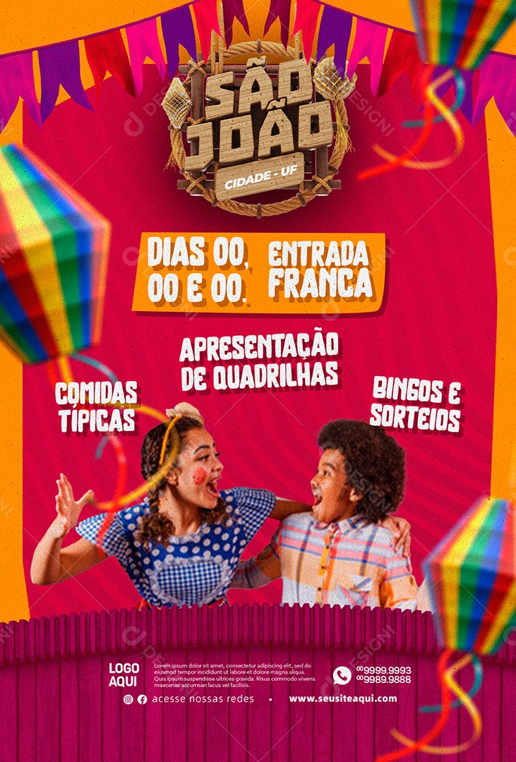 Social Media Entrada Franca Apresentação De Quadrilha São João PSD Editável