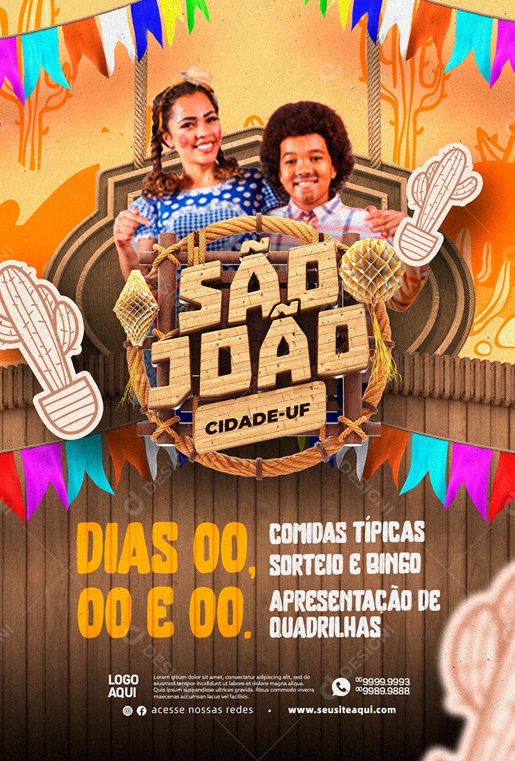 Editable São João Social Media PSD Gang Presentation