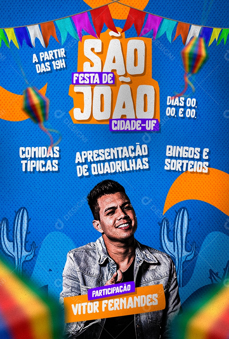 Festa De São João Participação Vitor Fernandes Social Media PSD Editável