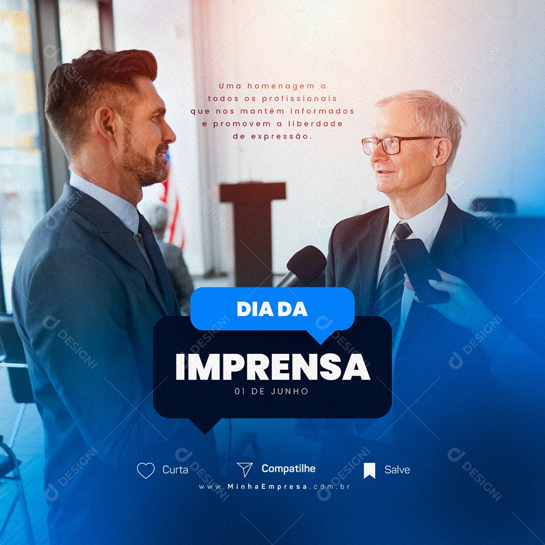 Uma Homenagem a Todos Os Profissionais Dia Da Imprensa Social Media PSD Editável