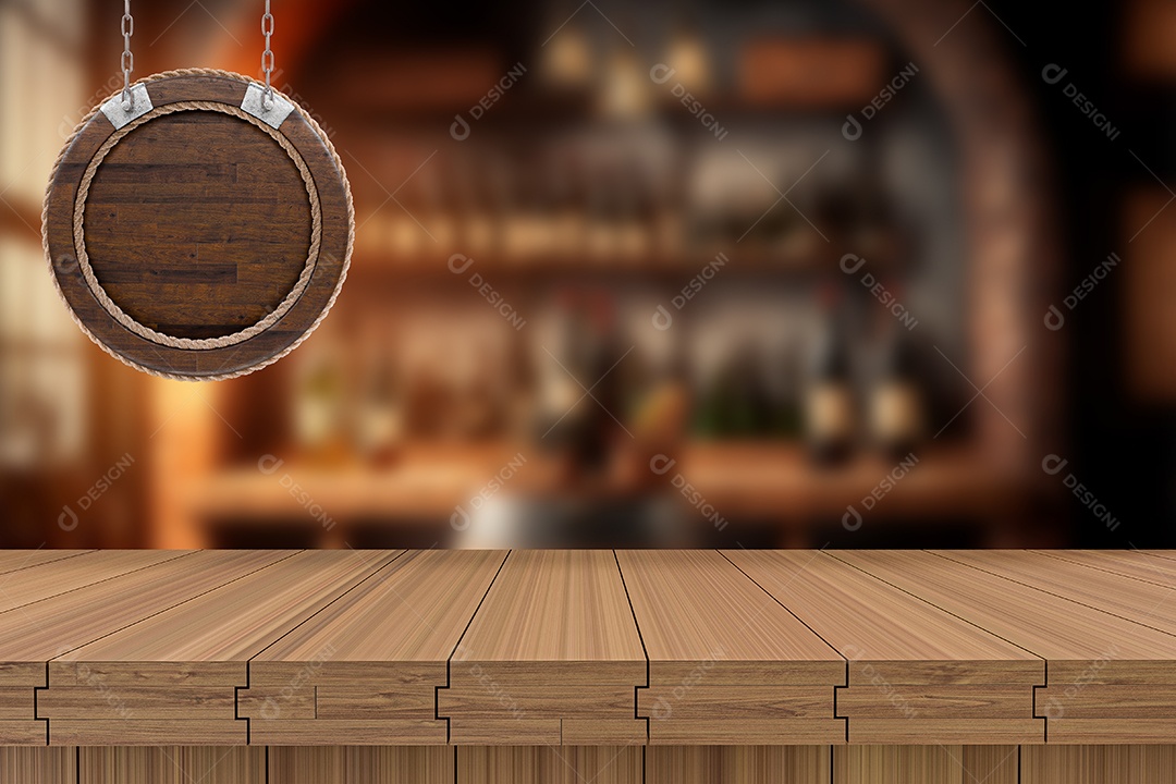 Mesa de Madeira Adega Para Anúncios e Bebidas