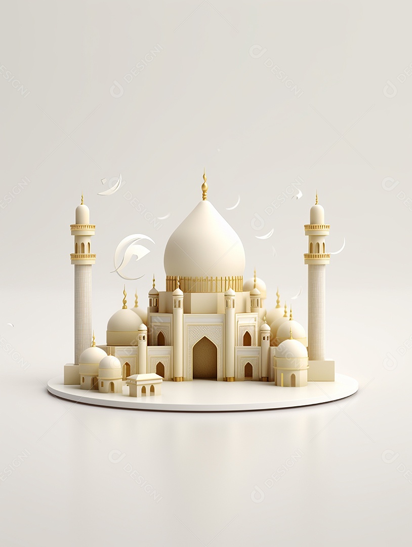 Mesquita majestosa sobre fundo branco.