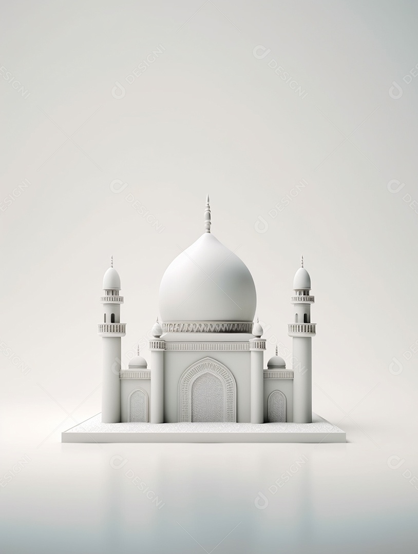 Mesquita branca com cúpula.