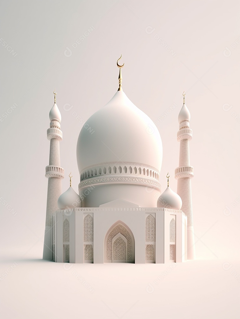 Mesquita branca com cúpula.