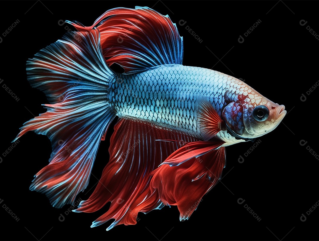 Peixe colorido sobre fundo isolado branco.