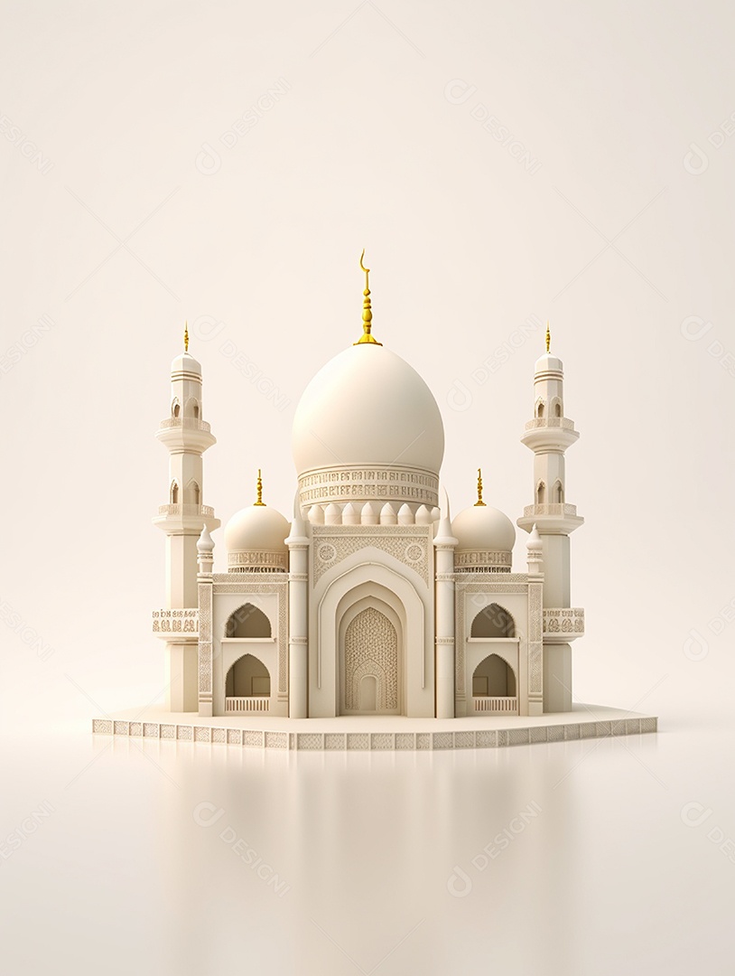 Mesquita branca com cúpula.