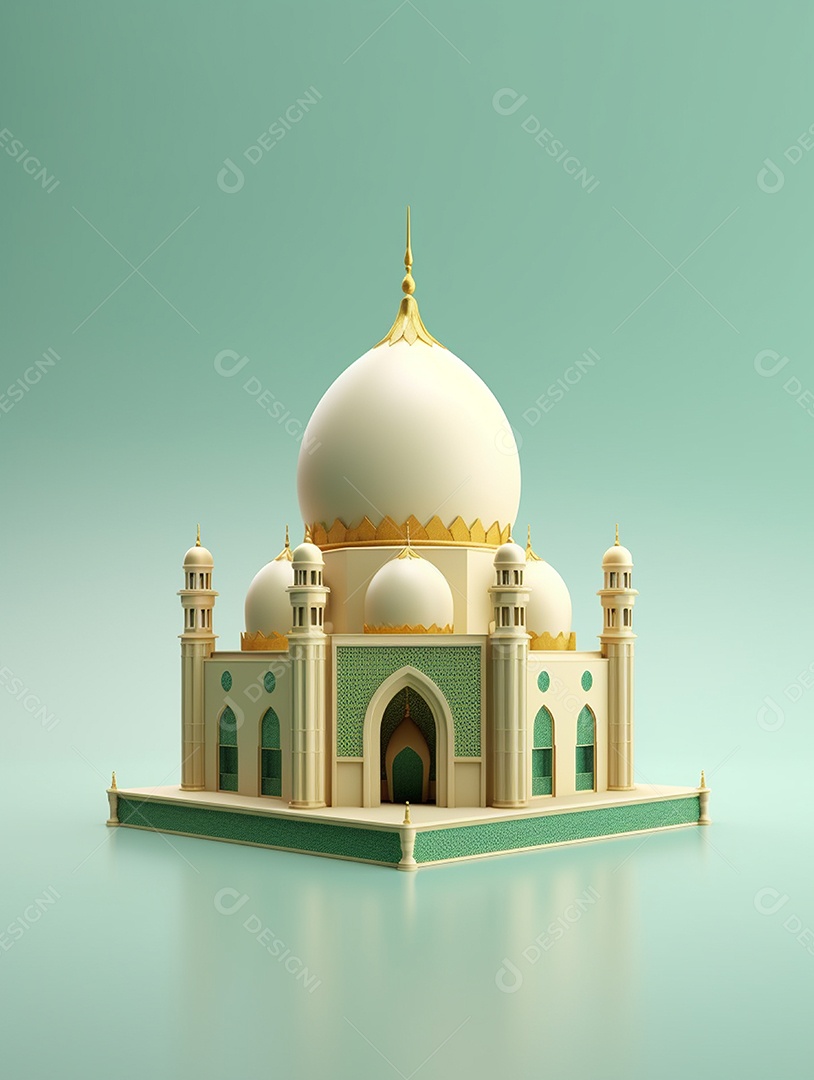 Mesquita bege com cúpula.