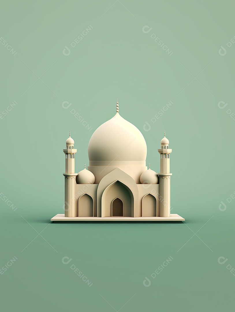 Mesquita islâmica bege com cúpula.