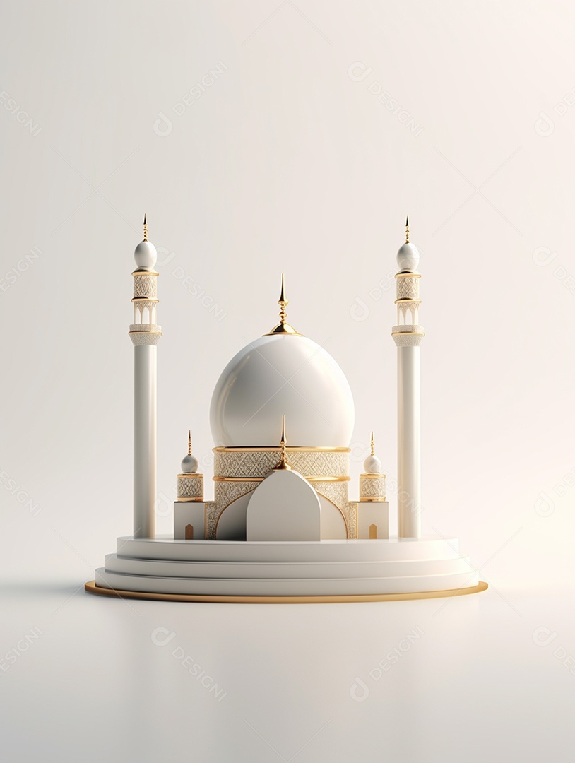 Mesquita islâmica branca com duas torres.