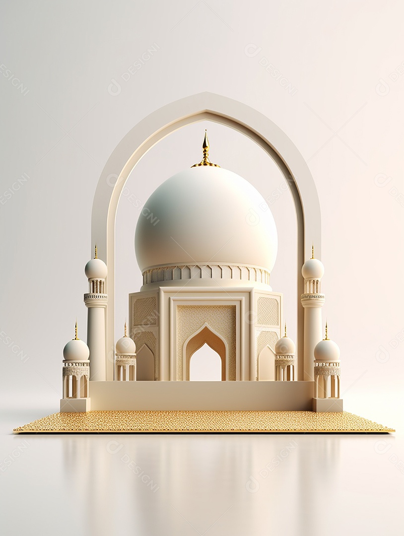Mesquita branca com cúpula.