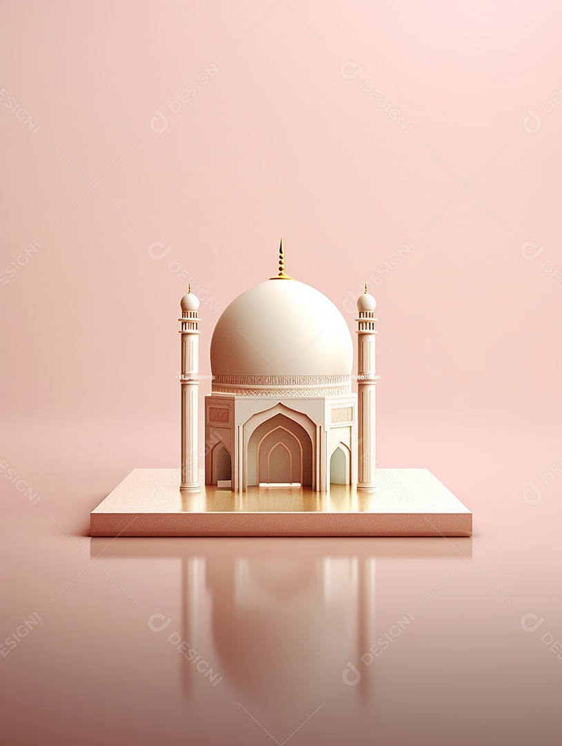 Mesquita islâmica bege com cúpula.