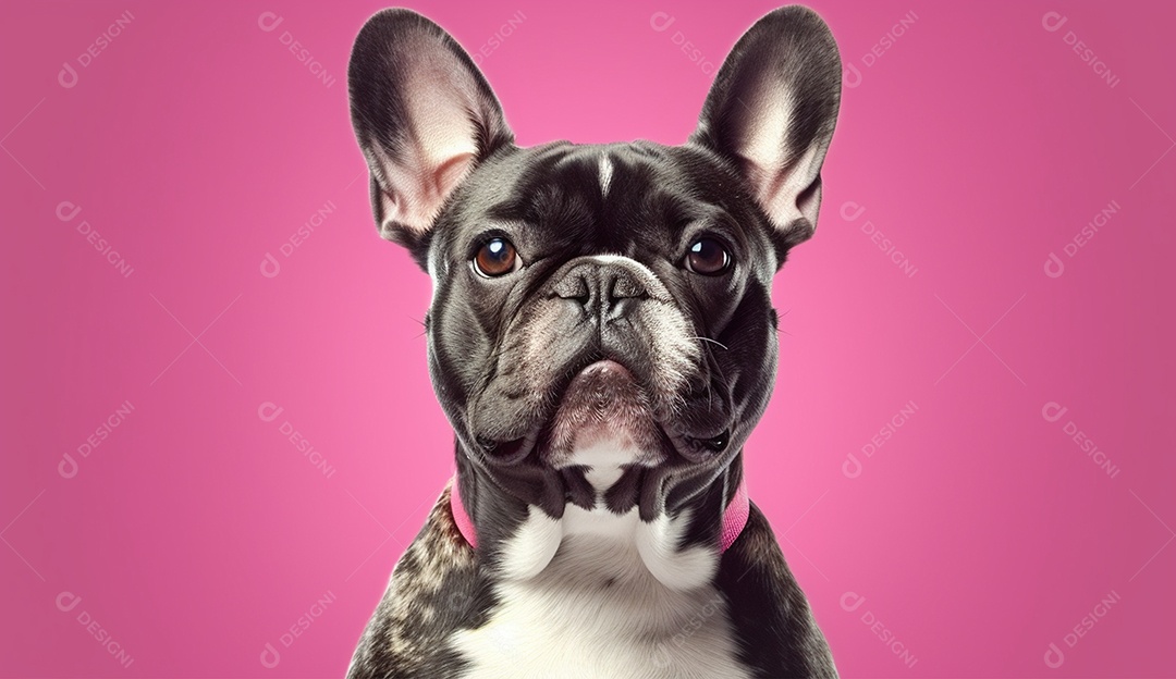 Cachorro sobre fundo isolado rosa.