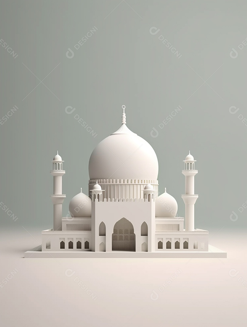 Mesquita islâmica branca com cúpula.