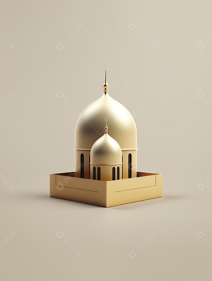 Mesquita islâmica dourada com cúpula.