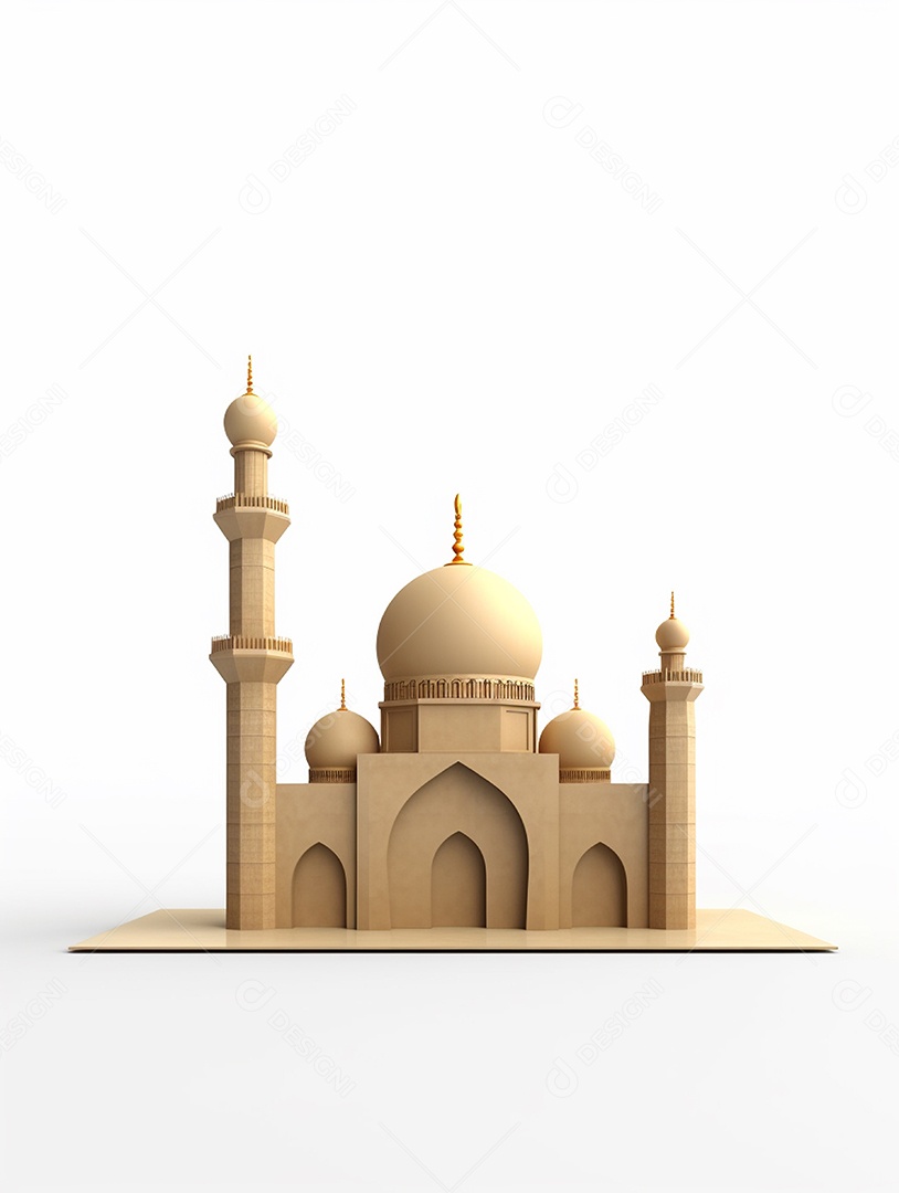 Mesquita islâmica bege com cúpula.