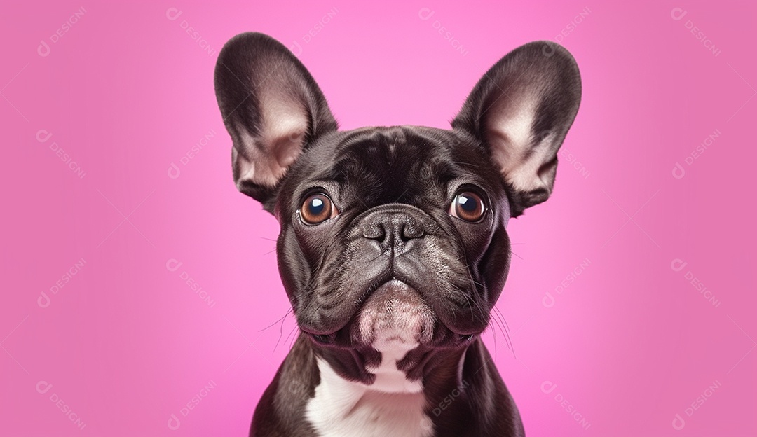 Cachorro sobre fundo isolado rosa.