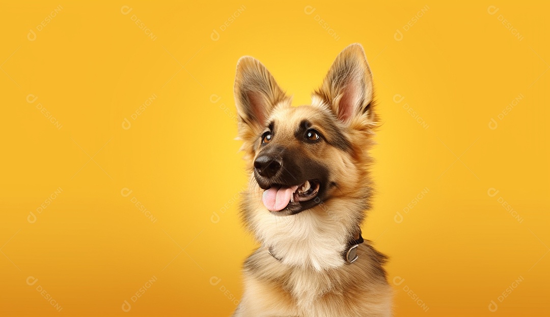 Cachorro sobre fundo isolado amarelo