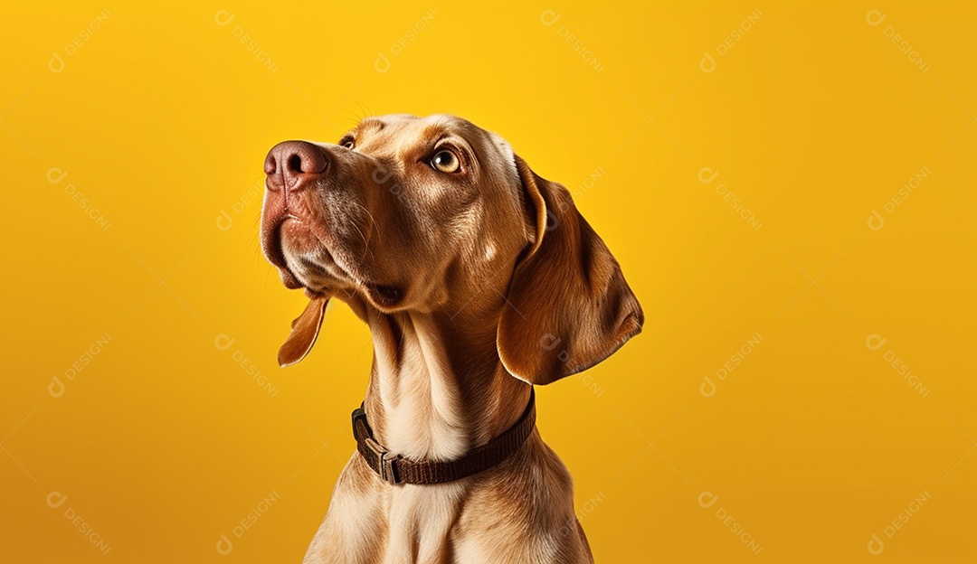 Cachorro sobre fundo isolado amarelo