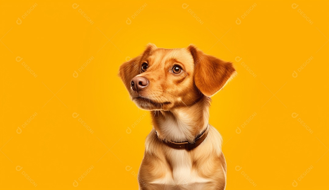 Cachorro sobre fundo isolado amarelo