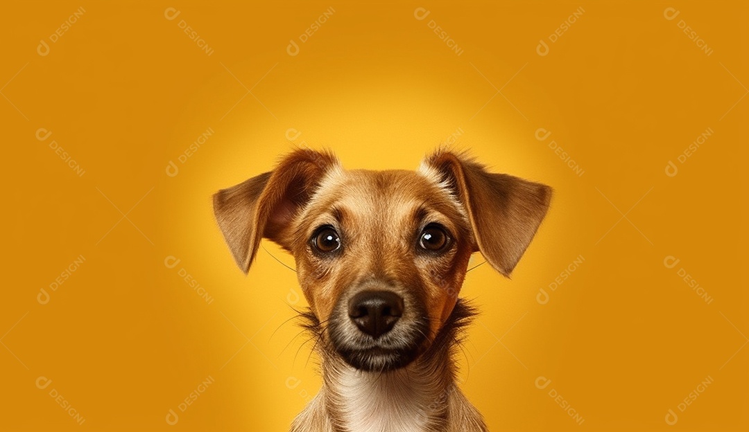 Cachorro sobre fundo isolado amarelo