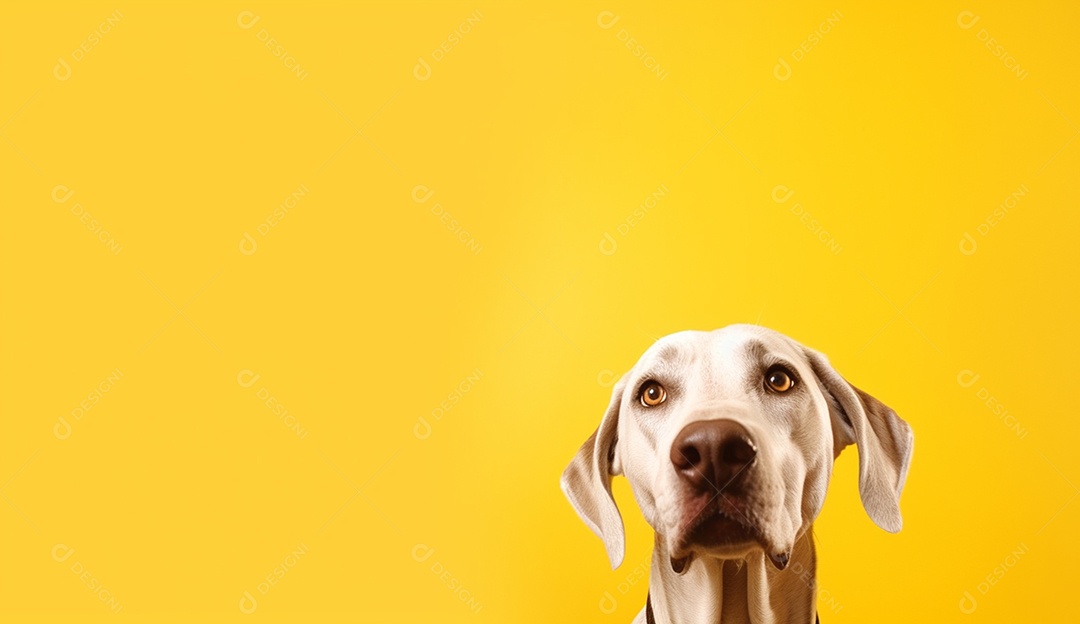 Cachorro sobre fundo isolado amarelo