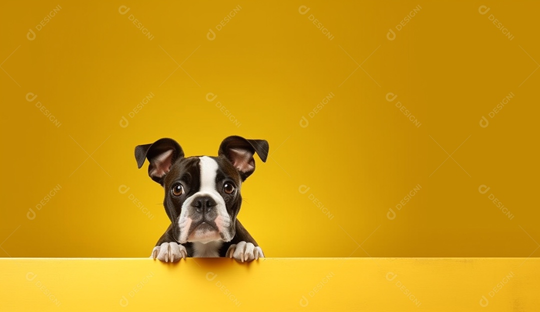 Cachorro sobre fundo isolado amarelo