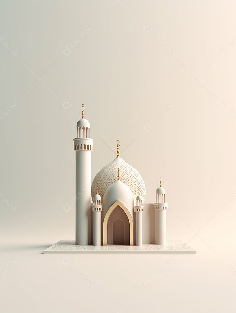 Entrada da mesquita islâmica sobre fundo isolado.