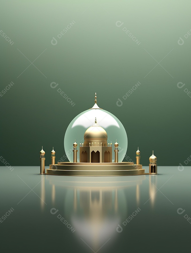 Mesquita islâmica dourada coberta com cubo de vibro.