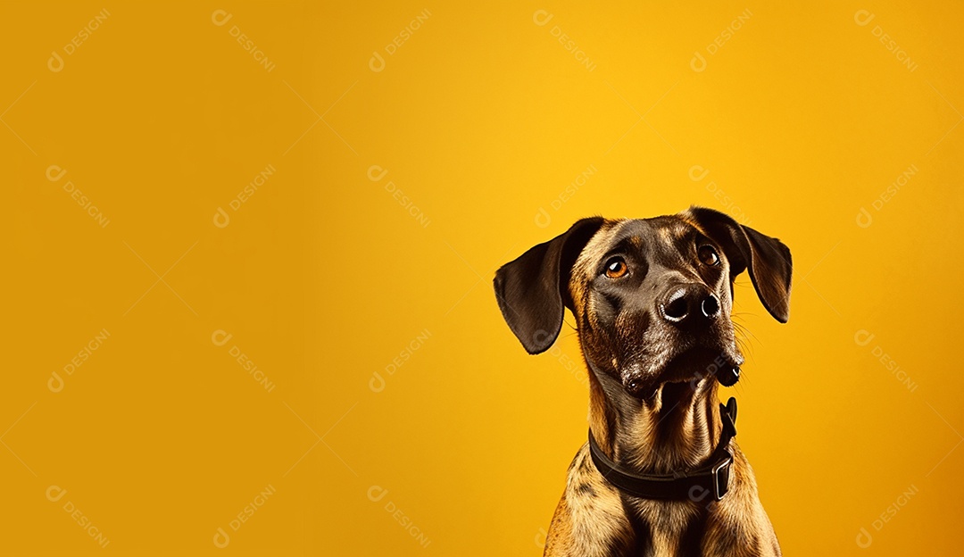 Cachorro sobre fundo isolado amarelo