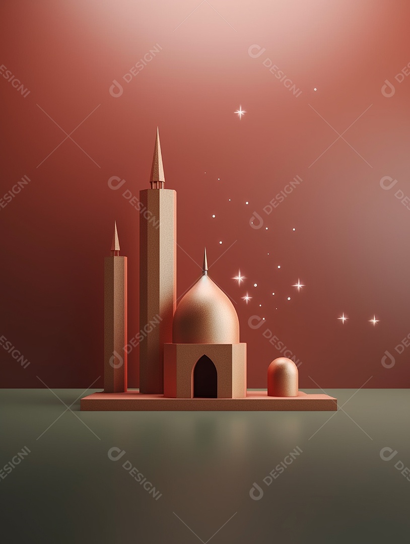 Elementos islâmicos sobre fundo isolado.