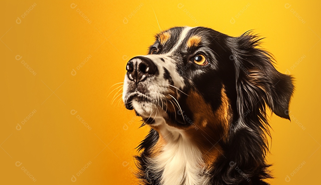 Cachorro sobre fundo isolado amarelo