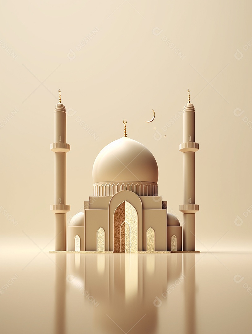 Entrada da mesquita islâmica sobre fundo isolado.