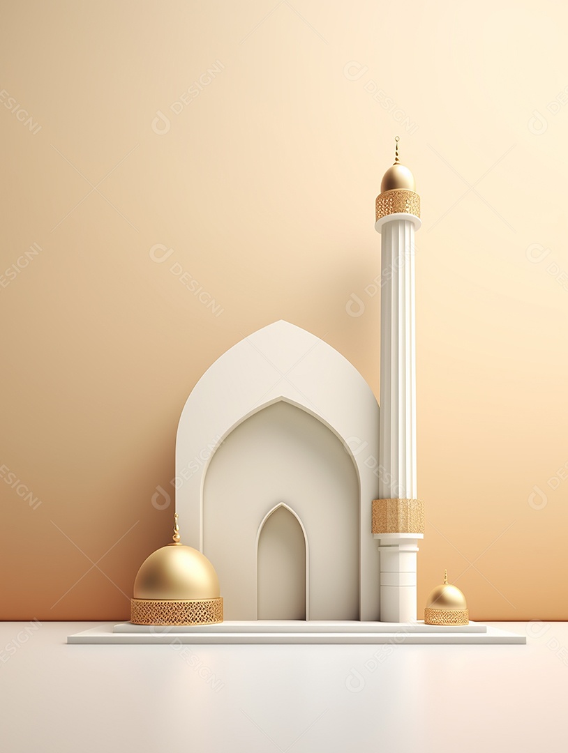 Elementos islâmicos sobre fundo isolado.