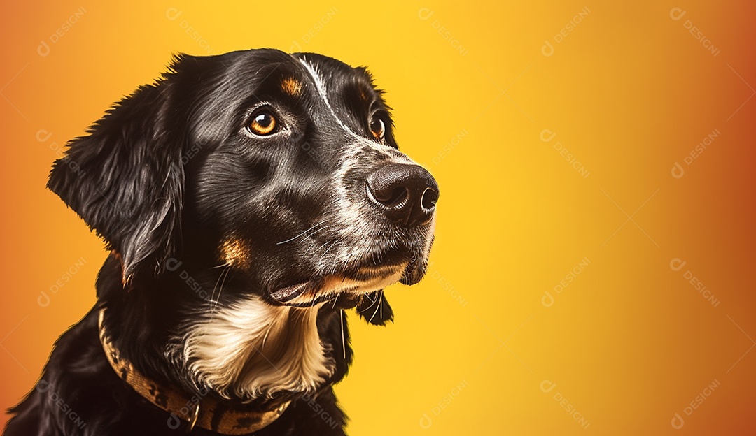 Cachorro sobre fundo isolado amarelo