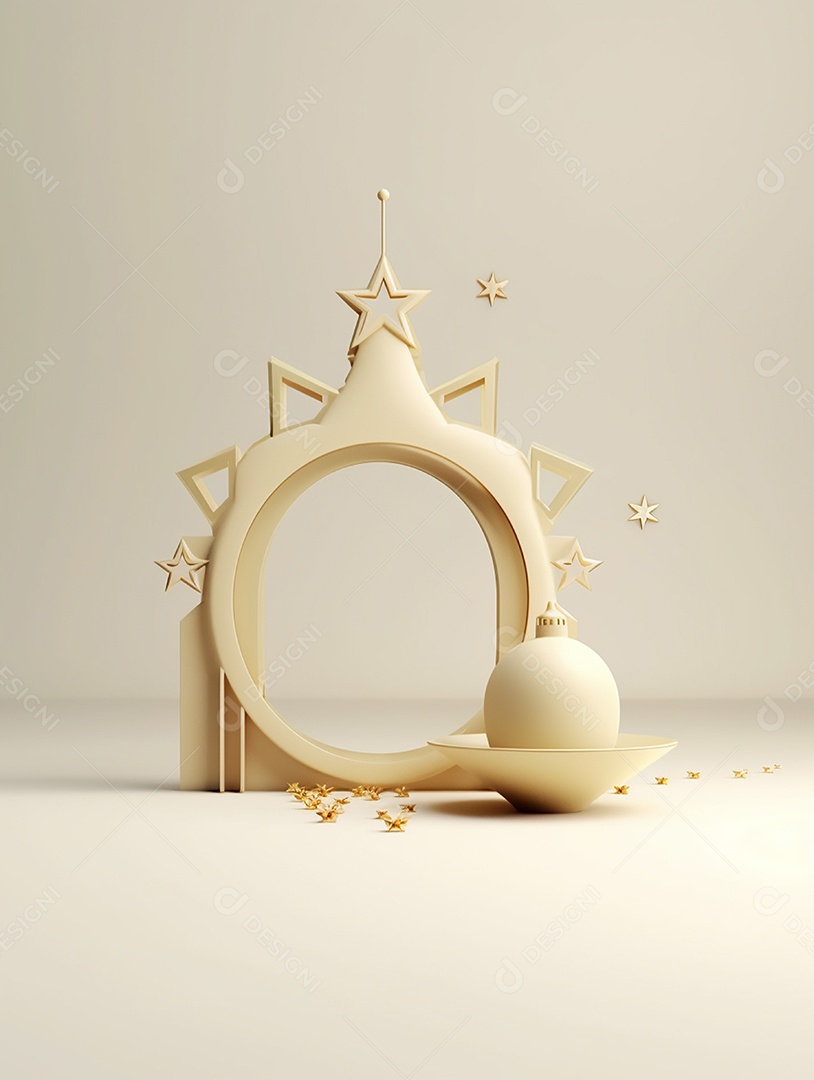 Arco com estrela dourado decoração de Natal.