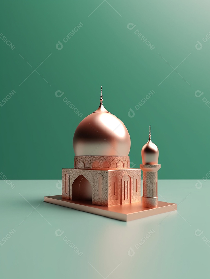 Mesquita islâmica rosa com cúpula.