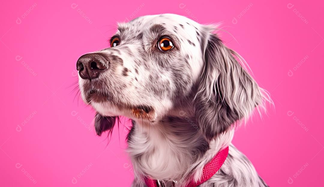 Cachorro sobre fundo isolado rosa.