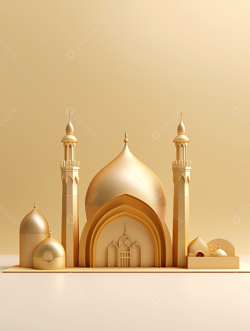 Elemento da mesquita islâmica sobre fundo isolado bege.