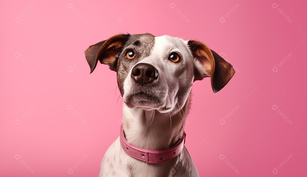 Cachorro sobre fundo isolado rosa.