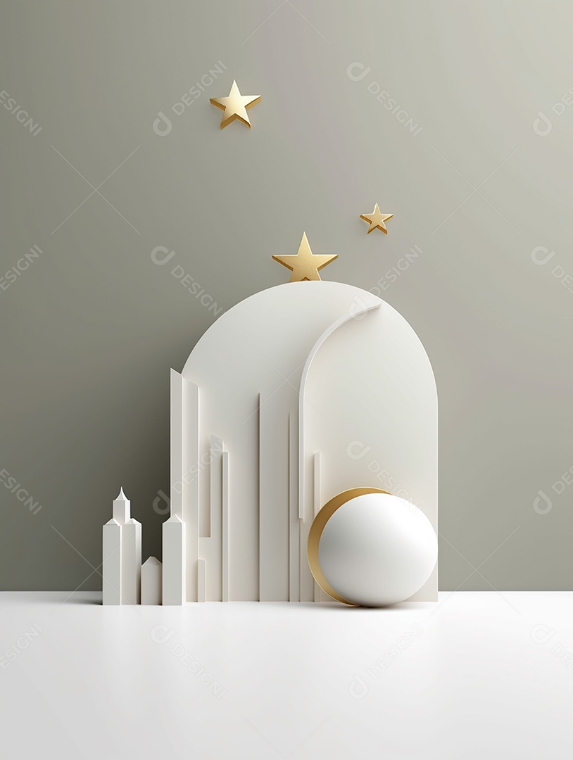 Elemento da mesquita islâmica sobre fundo isolado branco.