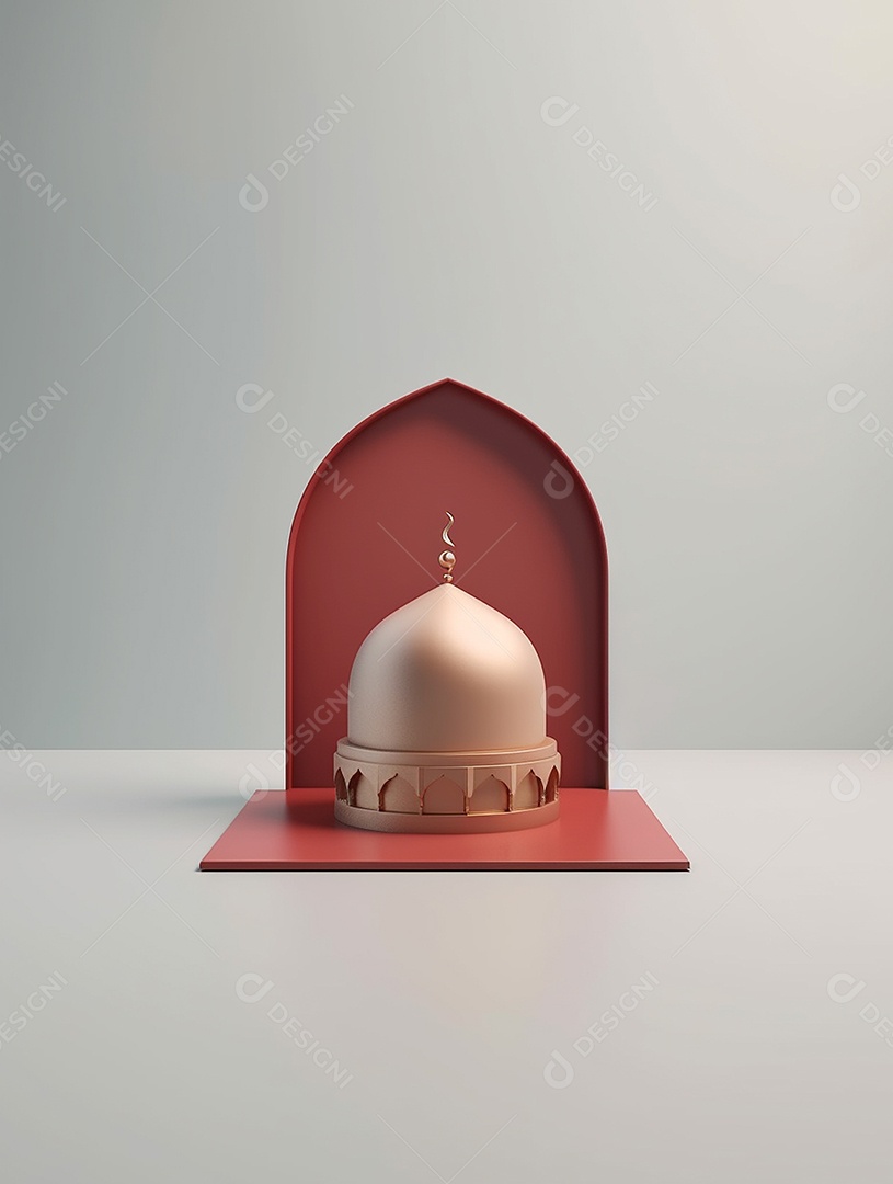 Elementos da mesquita islâmica sobre fundo isolado.