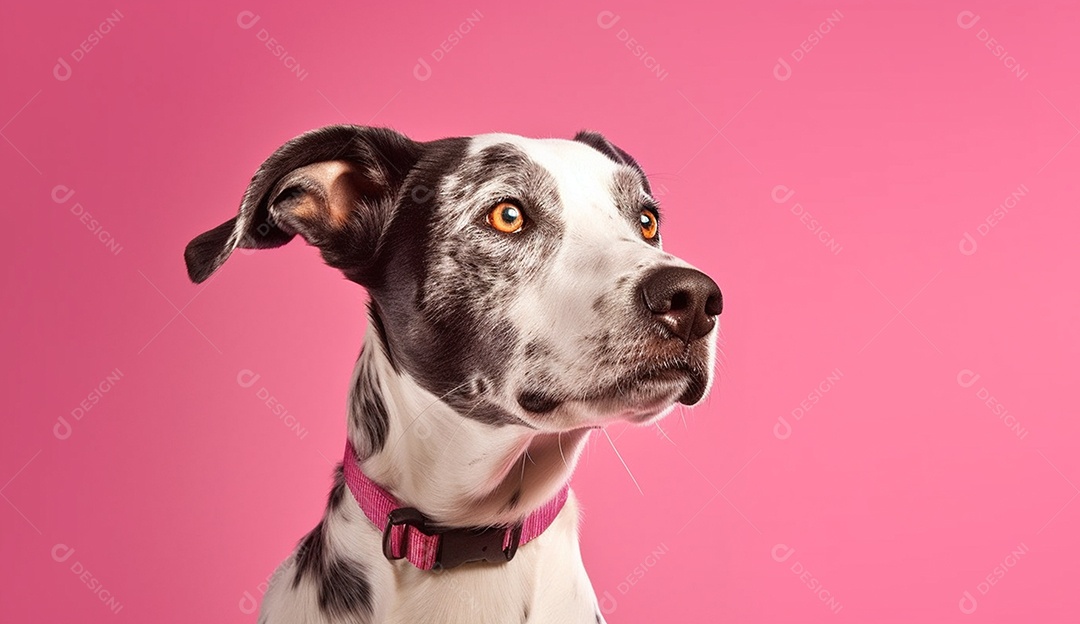 Cachorro sobre fundo isolado rosa.