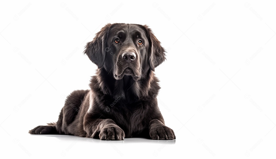 Cachorro sobre fundo isolado branco.