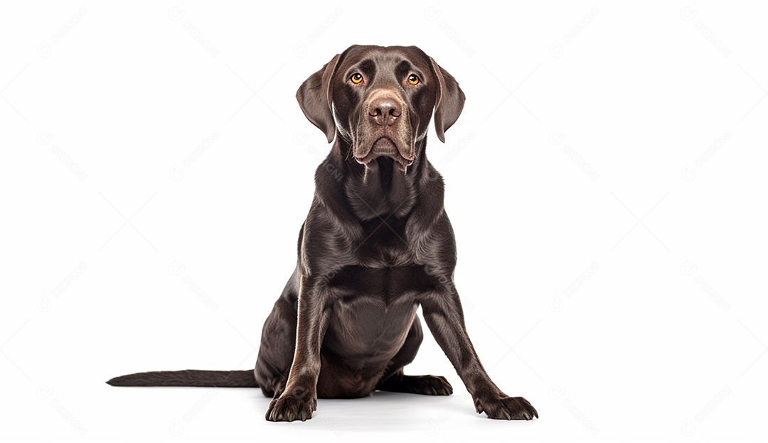 Cachorro sobre fundo isolado branco.