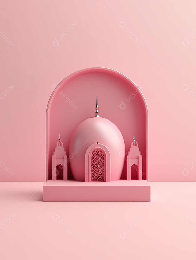 Um arco rosa com fundo rosa e cúpula  rosa.