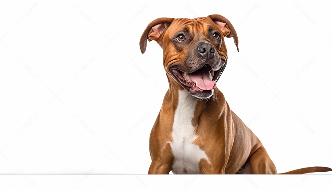 Cachorro sobre fundo isolado branco.