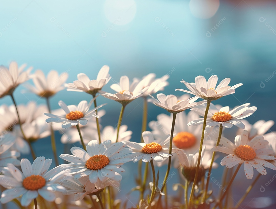 Lindas flores brancas no jardim.