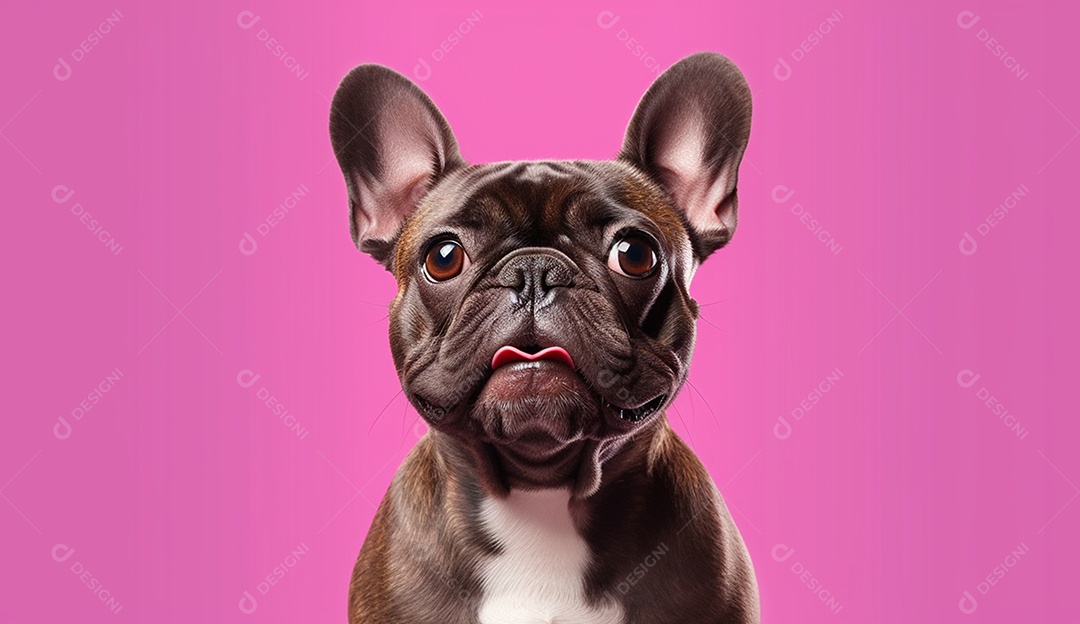 Cachorro sobre fundo isolado rosa.